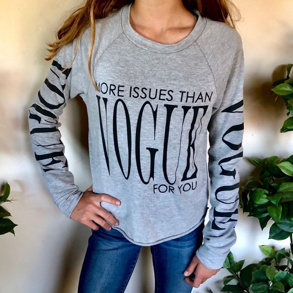 VOGUE Gray Graphic Sweater